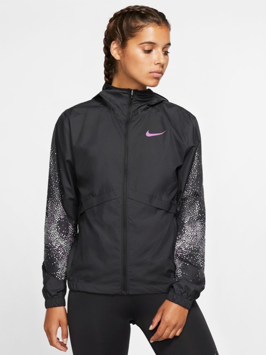 Nike Essential Jacket Hood FL GX Black/ Vivid Purple