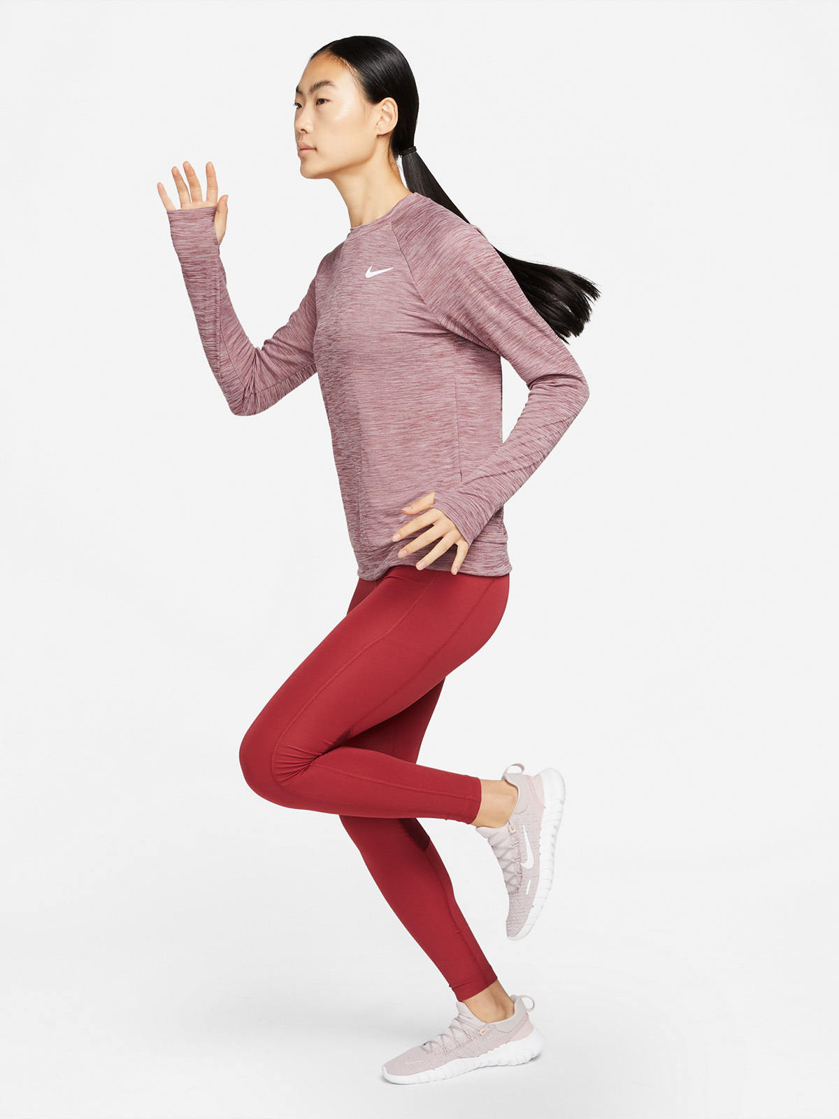 Nike Pacer Crew Long Sleeve Pomegranate