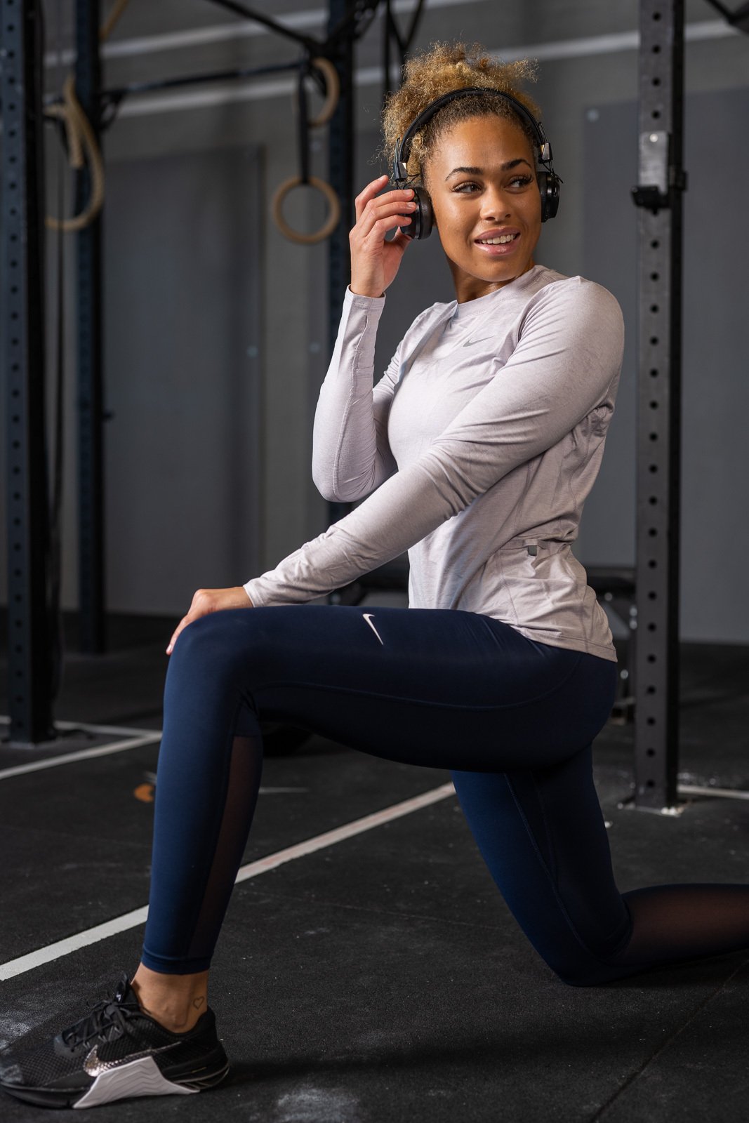 Nike Pro Mid Rise tights Obsidian/Hvit