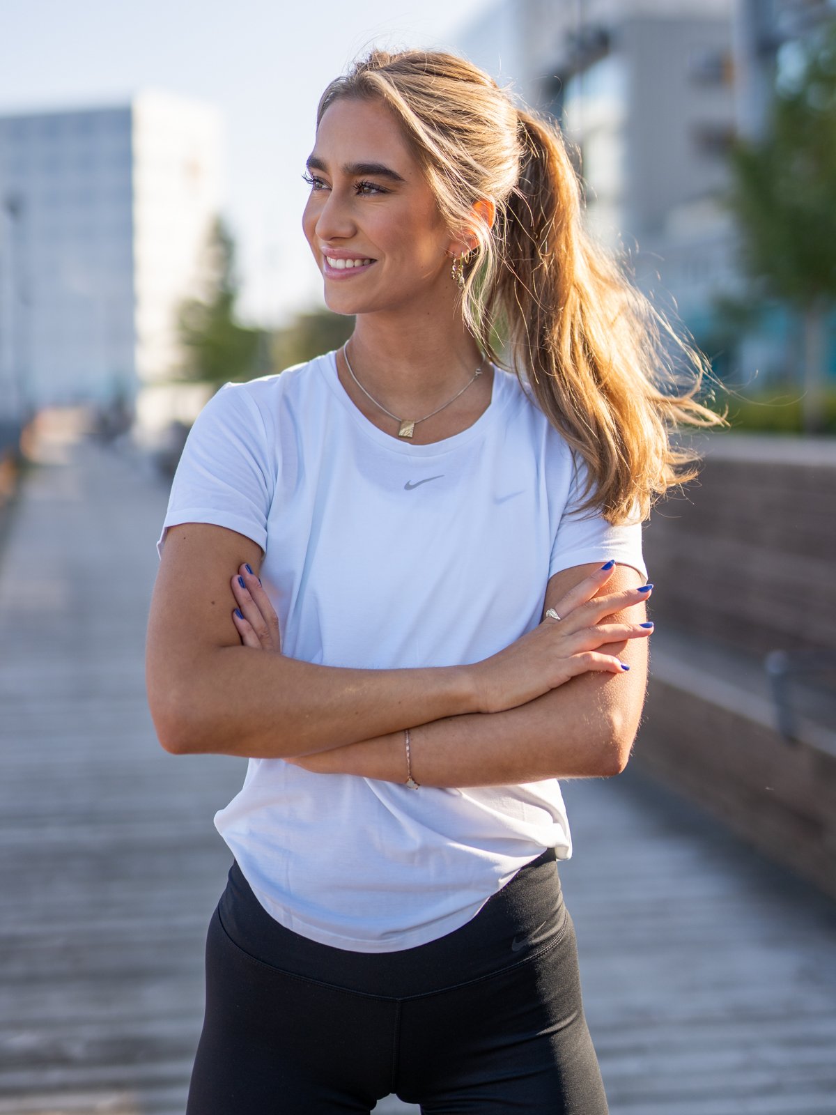 Nike One Luxe Short Sleeve Standard Top White/ Reflective Silver