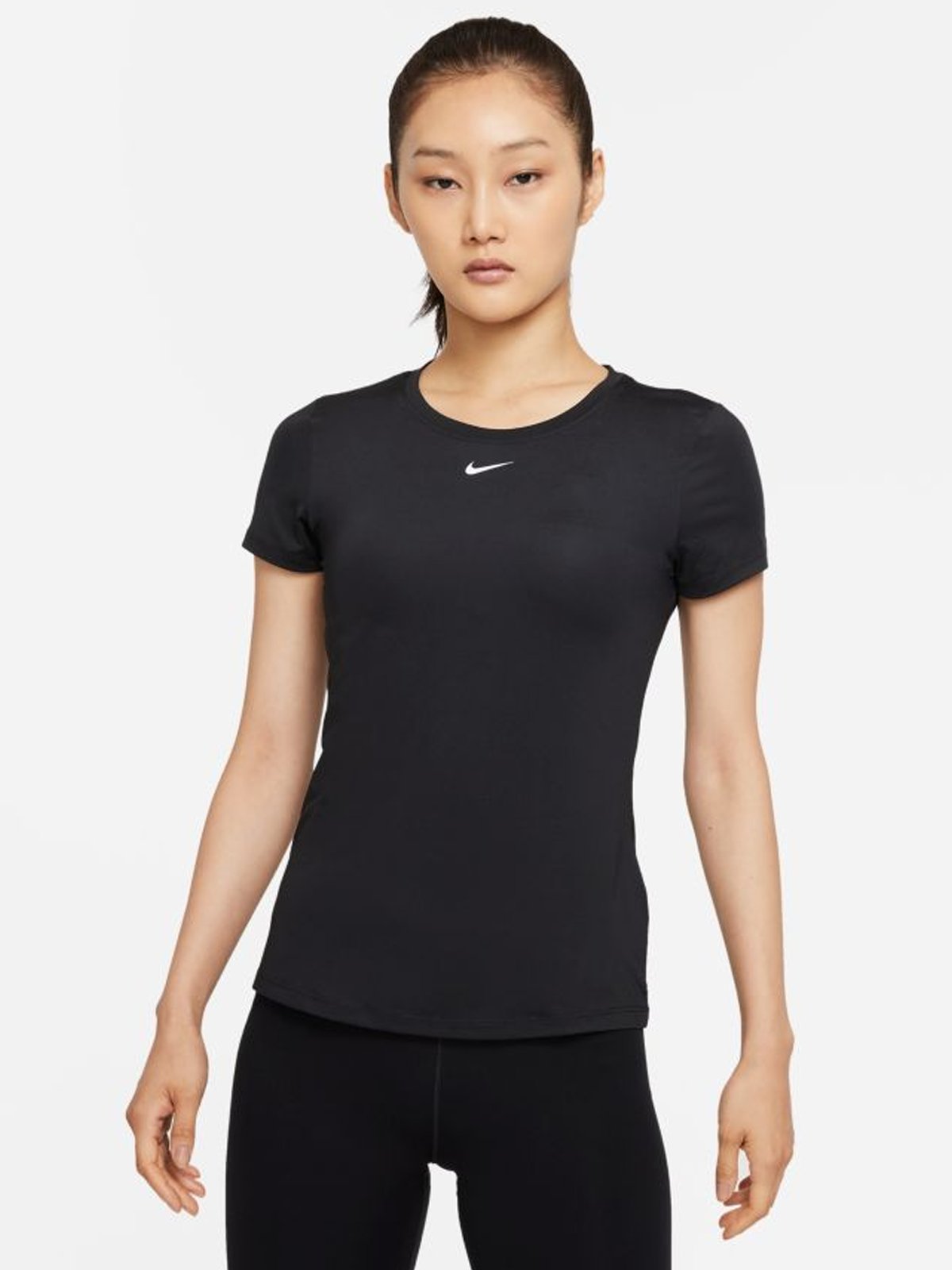 Nike One Short Sleeve Slim Top Black / White