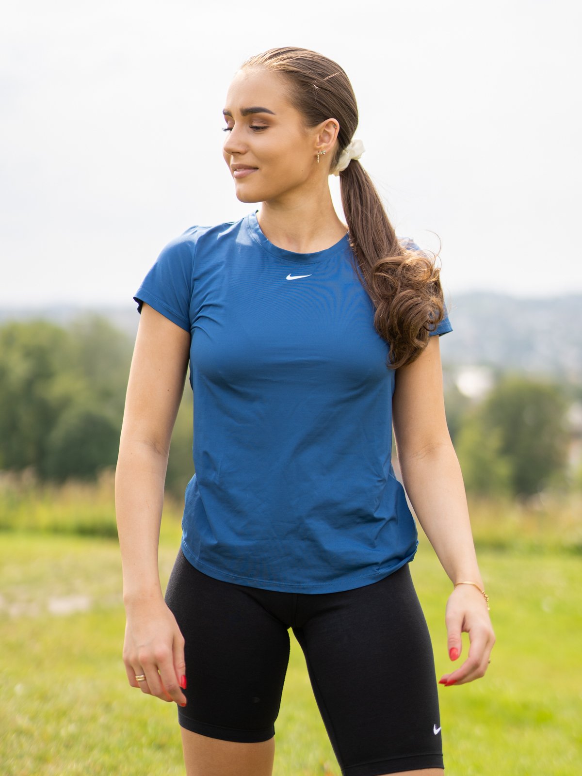 Nike One Short Sleeve Slim Top Court Blue / White