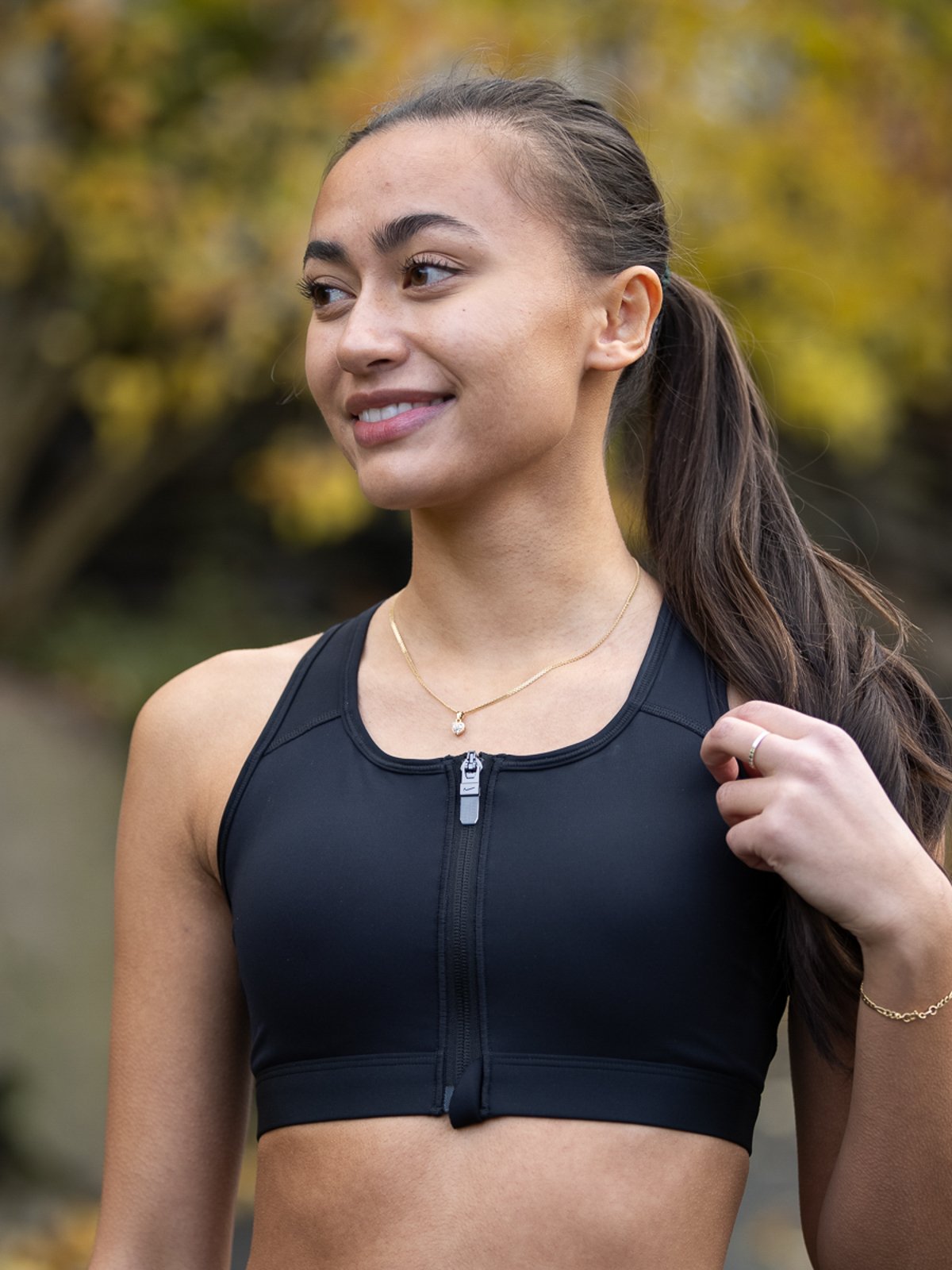 Nike DF Swoosh Zip-Front Bra Svart/Hvit