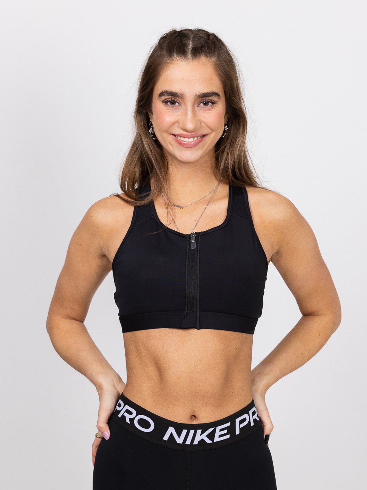 Nike DF Swoosh Zip-Front Bra Svart/Hvit