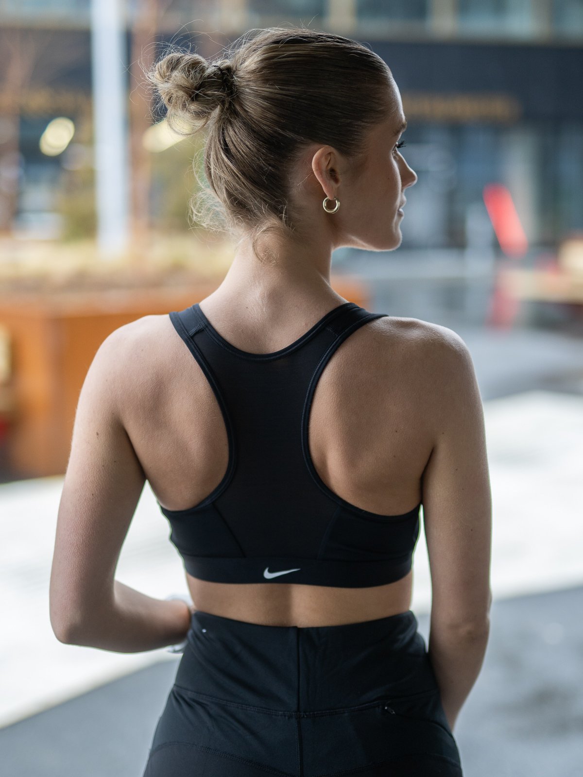 Nike DF Swoosh Zip-Front Bra Svart/Hvit