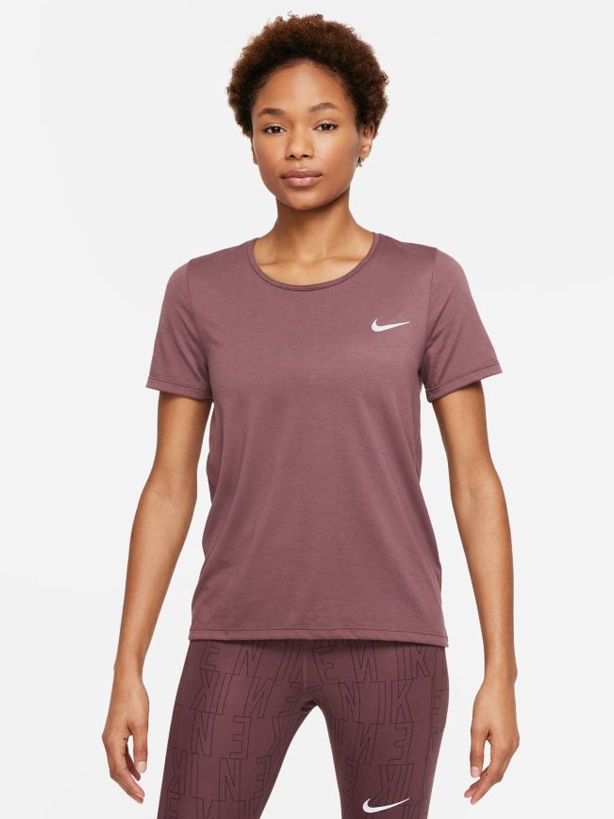 Nike Dri Fit Run Division Short Sleeve Top Dark wine / Black / Reflective silver