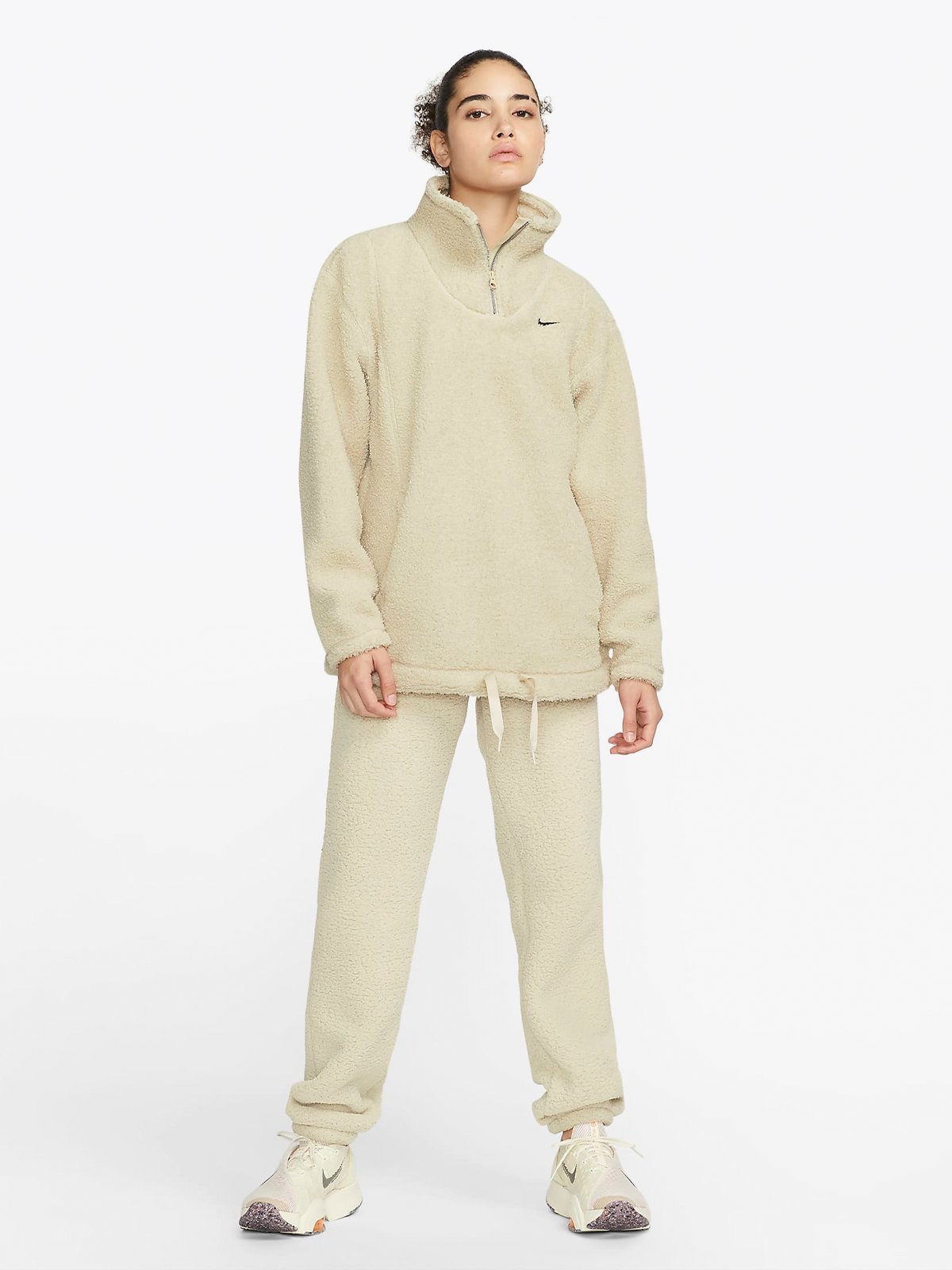 Nike Statement Cozy Top Halfzip Rattan/Svart