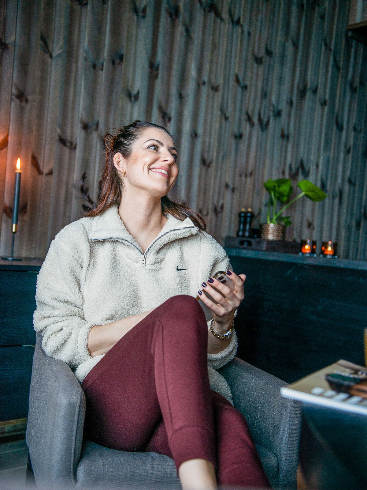 Nike Statement Cozy Top Halfzip Rattan/Svart