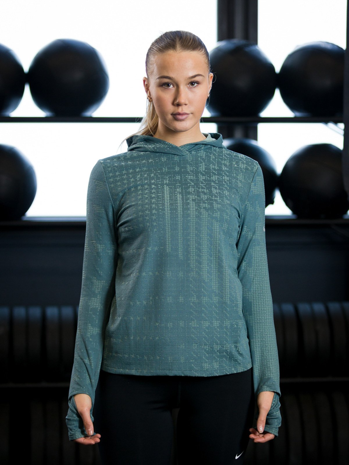 Nike Warm Running Hoodie Long Sleeve Jade Smoke/Hasta/Reflective Sivler