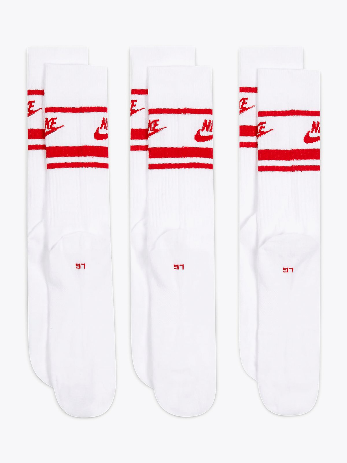 Nike Crew Essential Stripe Socks White/University Red/University Red