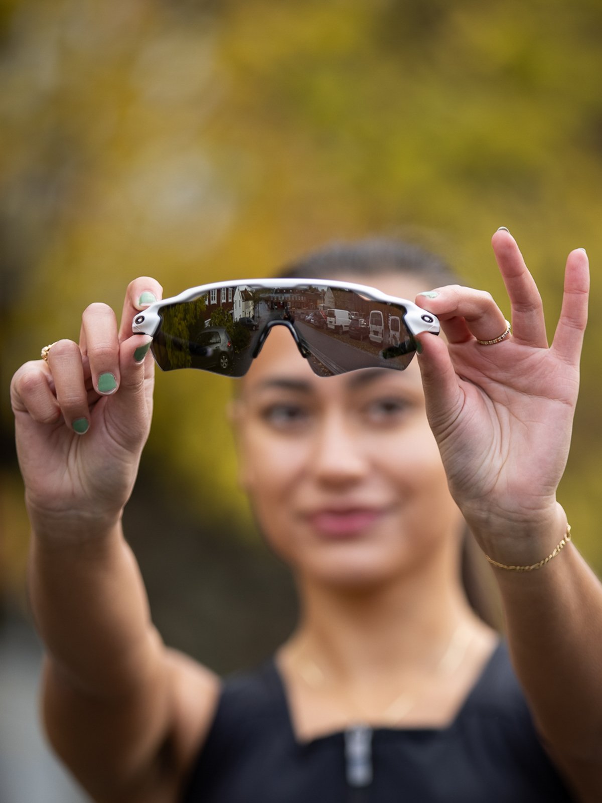 Oakley Radar EV Path Polarized Polished White / Brilleglassfarge: Prizm Black Polarized / Lysgjennomslipp: 11%