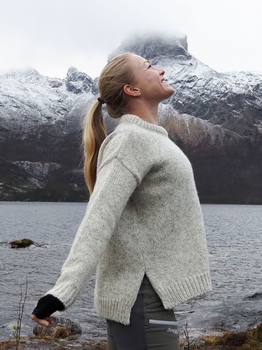 Devold Nansen Womans Sweater Split Seam Grey Melange