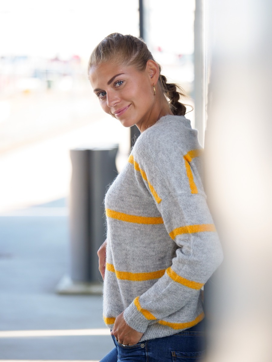 MSCH Copenhagen MSCH Copenhagen Femme Alpaca Stripe Pullover Grey Melange Stripe