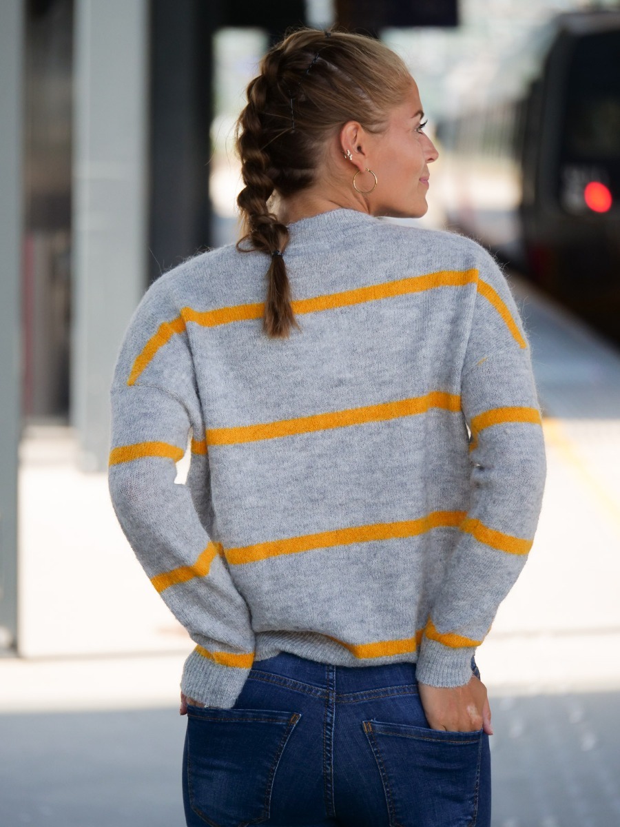 MSCH Copenhagen MSCH Copenhagen Femme Alpaca Stripe Pullover Grey Melange Stripe