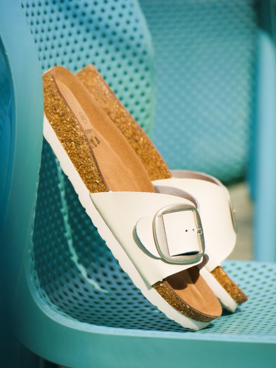 Fort Lauderdale Compta Leather Cork Sandals White