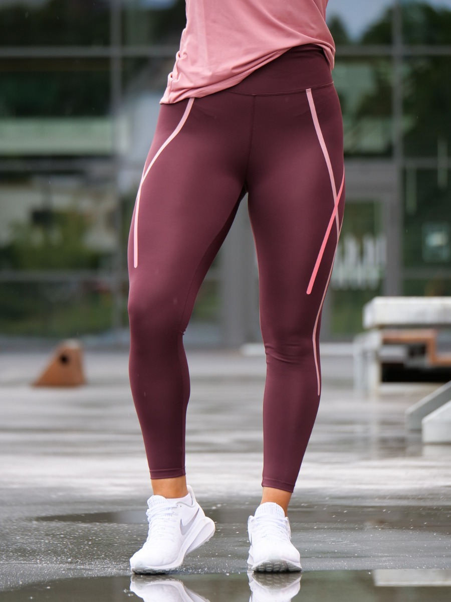 Röhnisch Uplift Stripe Tights Dark Wine