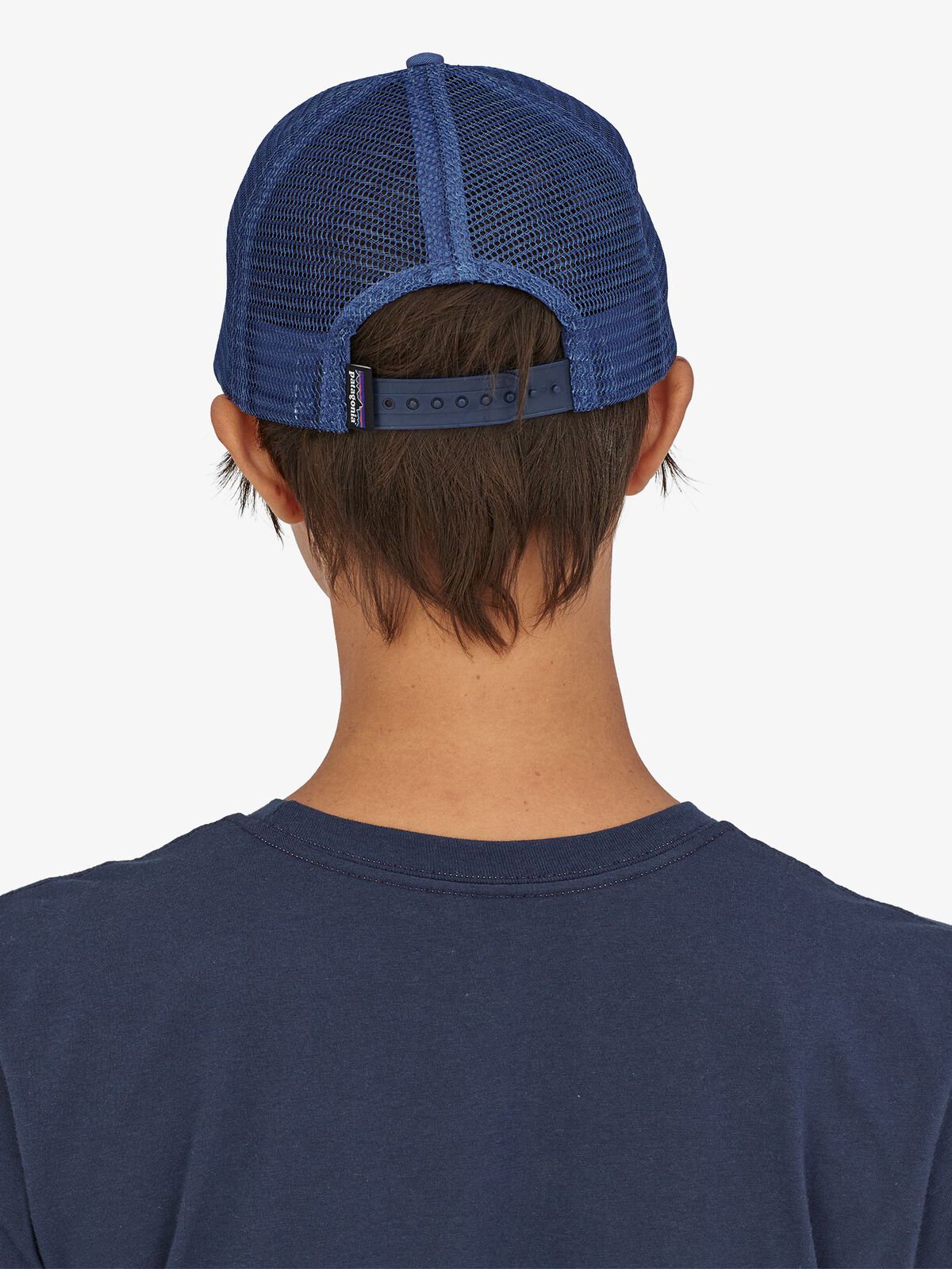 Patagonia P-6 Logo LoPro Trucker Hat Salt Grey w/Current Blue