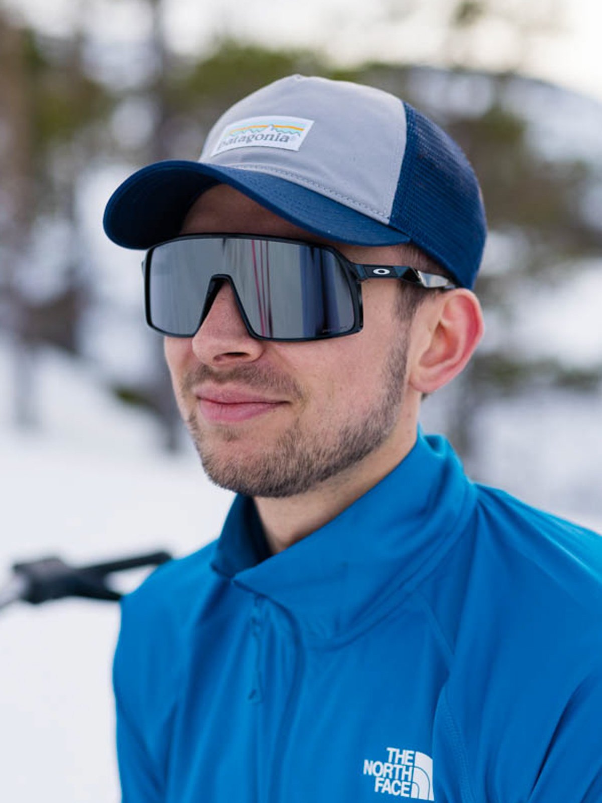 Patagonia Logo Organic Layback Trucker Hat Salt Grey w/New Navy