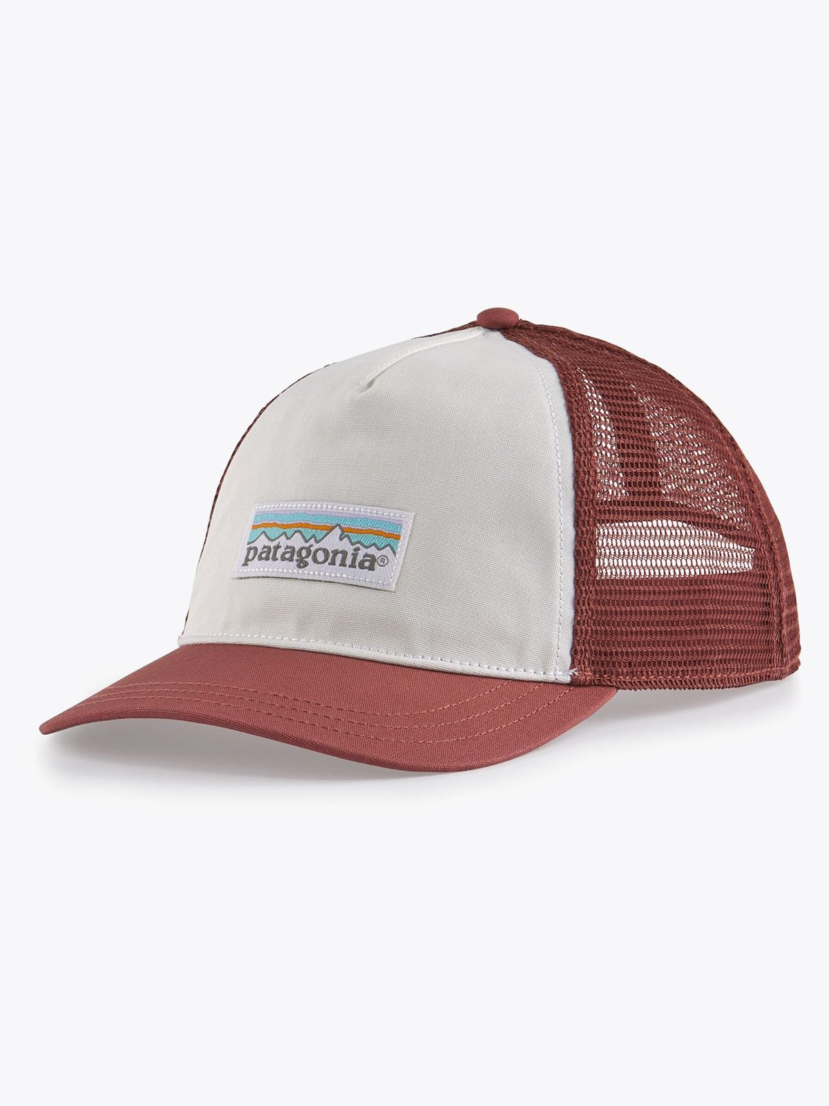 Patagonia Logo Organic Layback Trucker Hat White w/Roseship