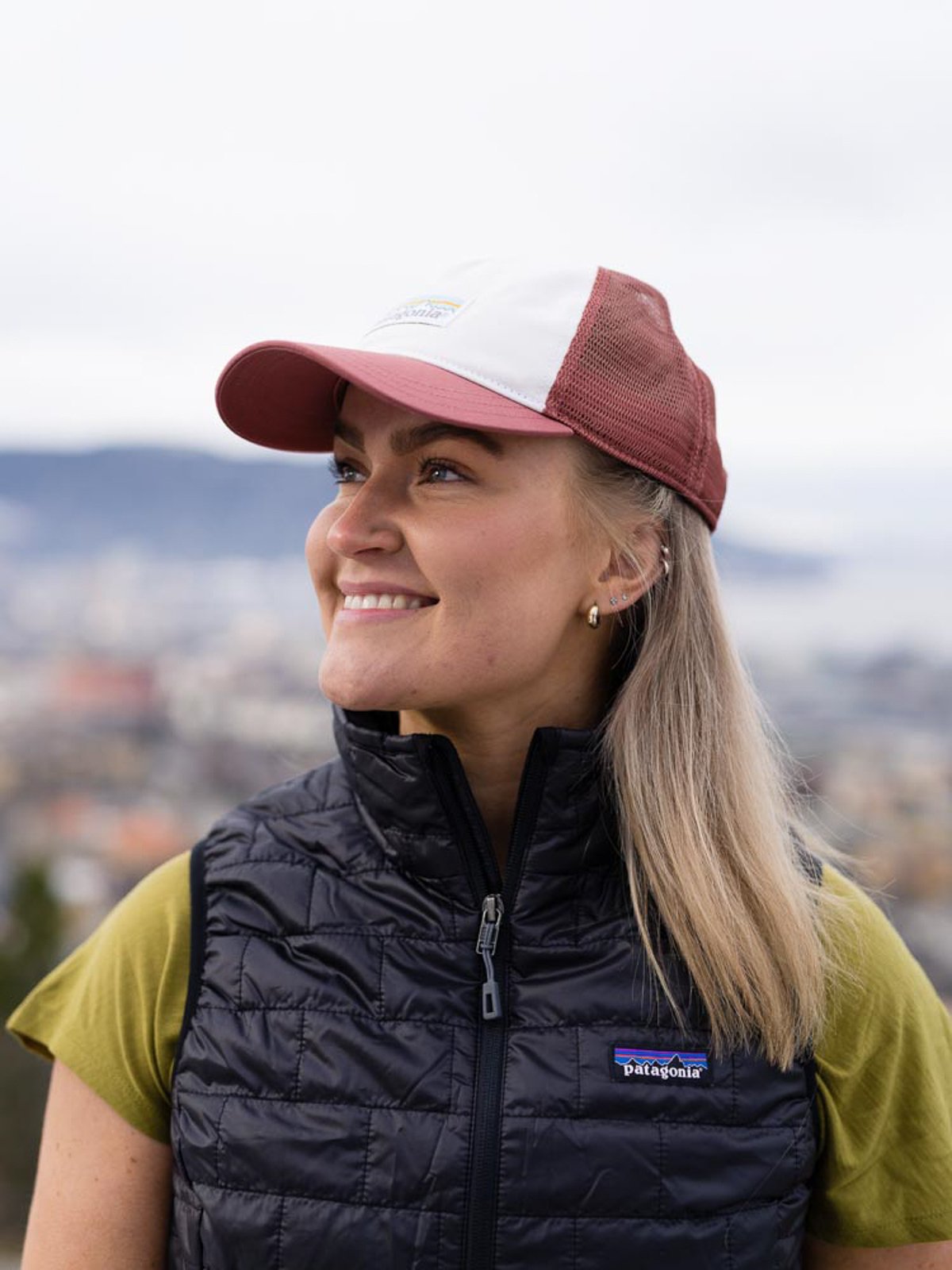 Patagonia Logo Organic Layback Trucker Hat White w/Roseship