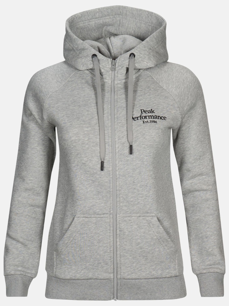 Peak Performance Original Zip Hood Med Grey Mel