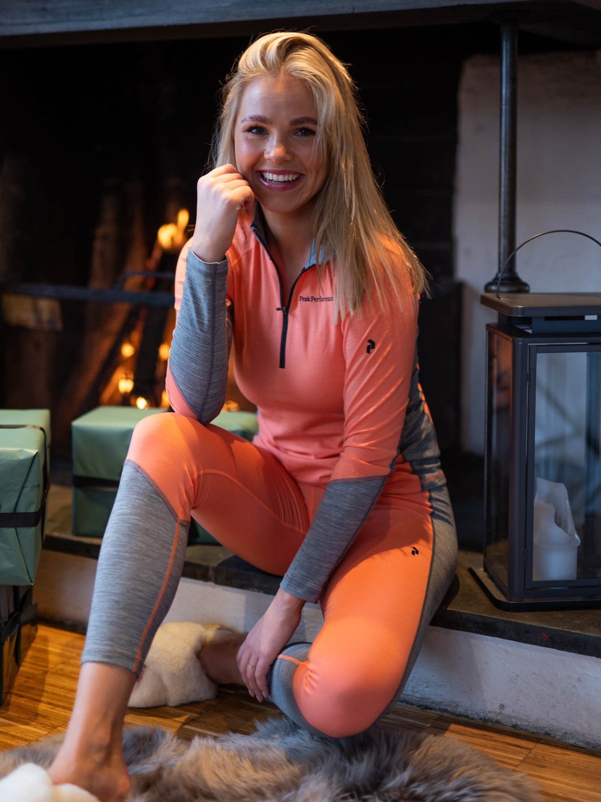 Peak Performance Magic Half Zip Light Orange / Grey Melange