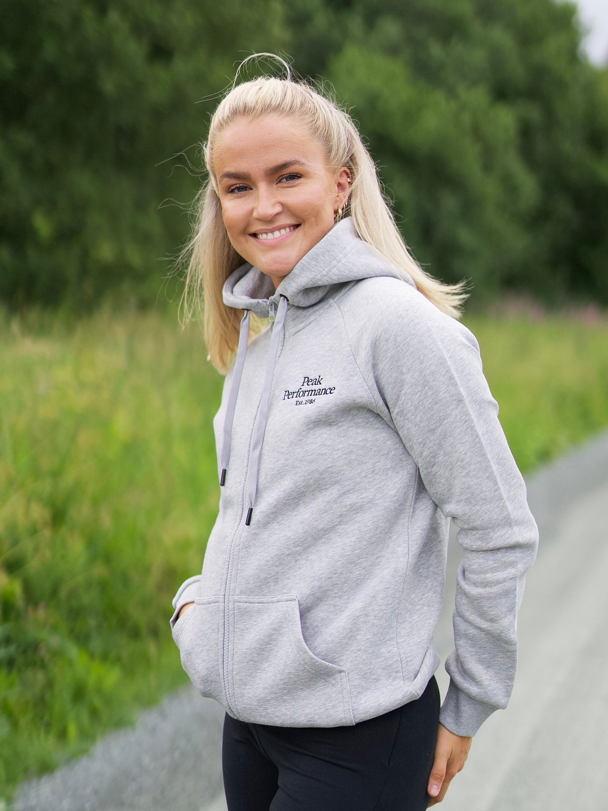 Peak Performance Original Zip Hood Medium Grey melange