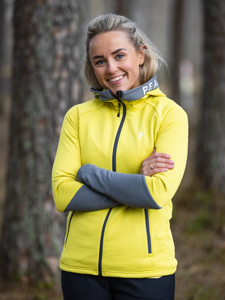 Peak Performance Rider Zip Hood Canary Lime / Quiet Grey