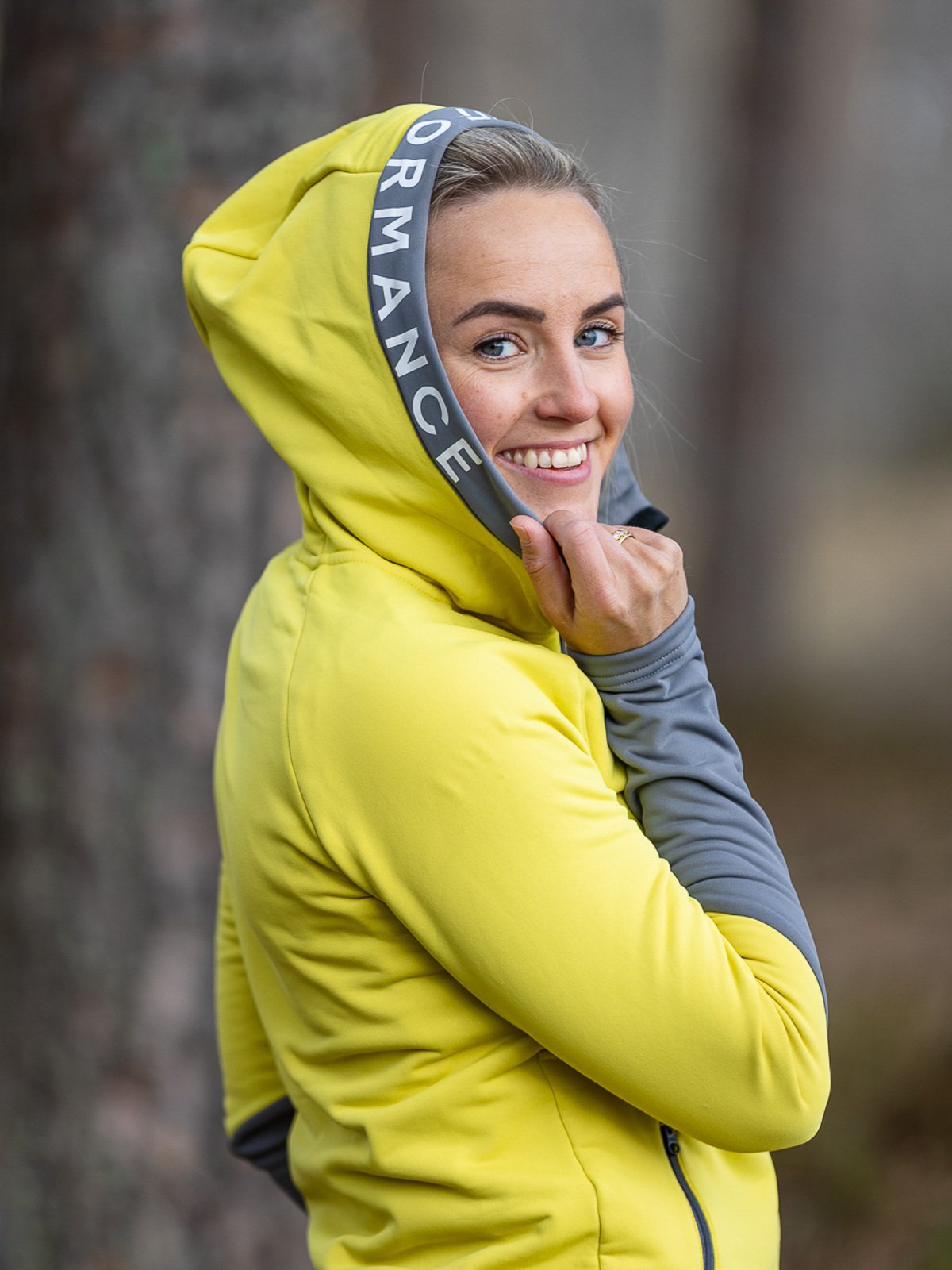 Peak Performance Rider Zip Hood Canary Lime / Quiet Grey