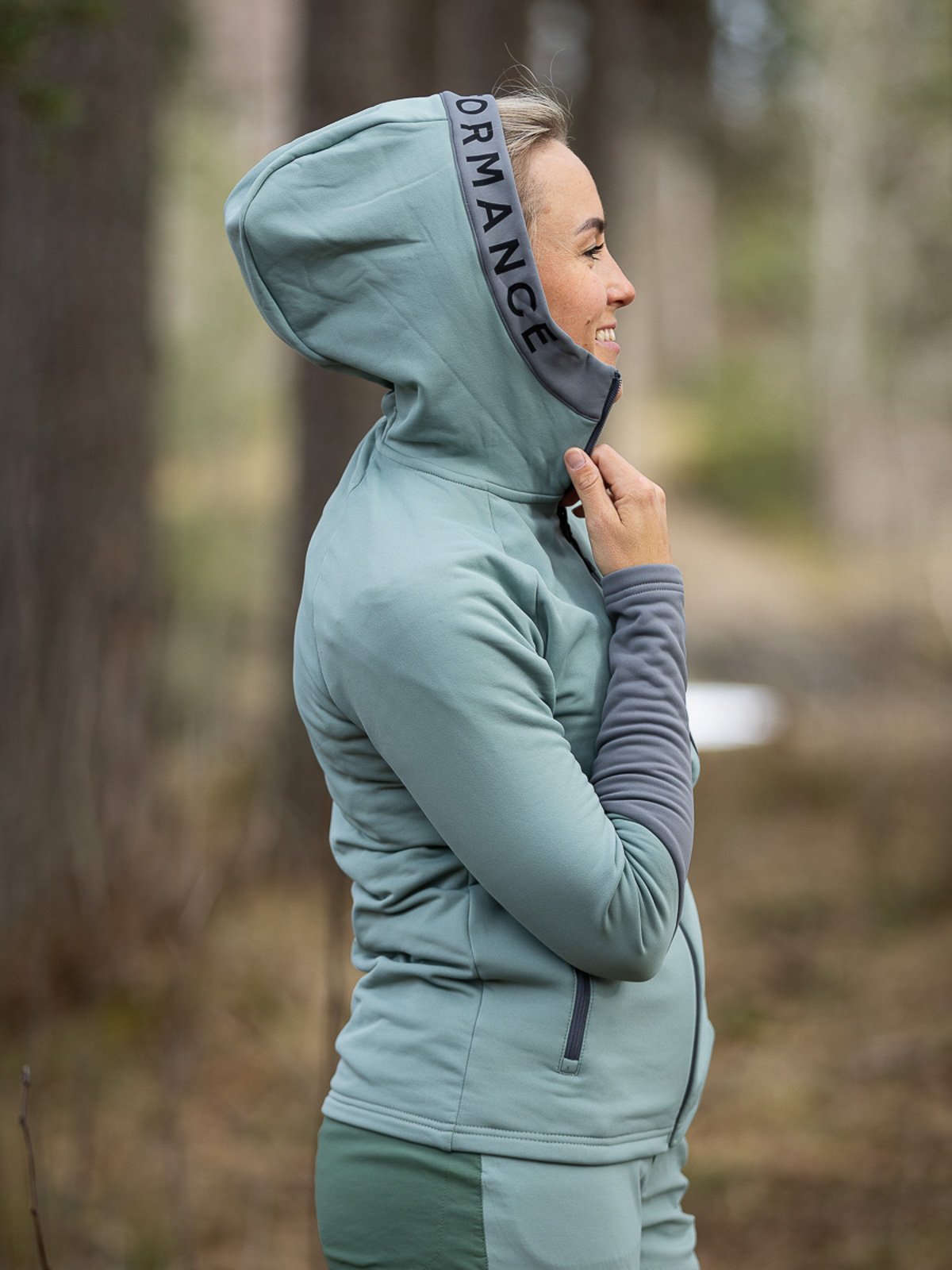 Peak Performance Rider Zip Hood Ashen Green / Quiet Grey