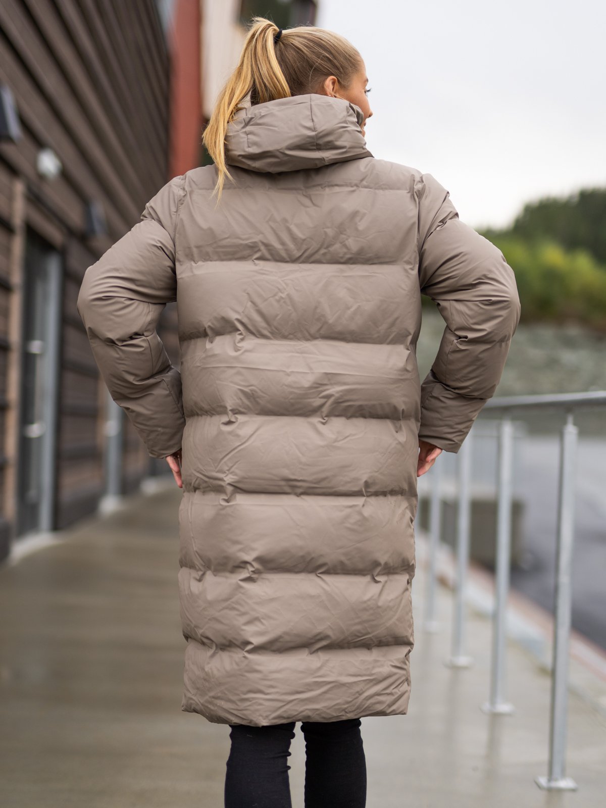 Rains Long Puffer Jacket Taupe