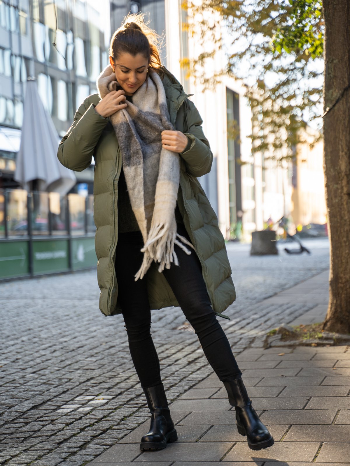 Rains Long Puffer Jacket Olive