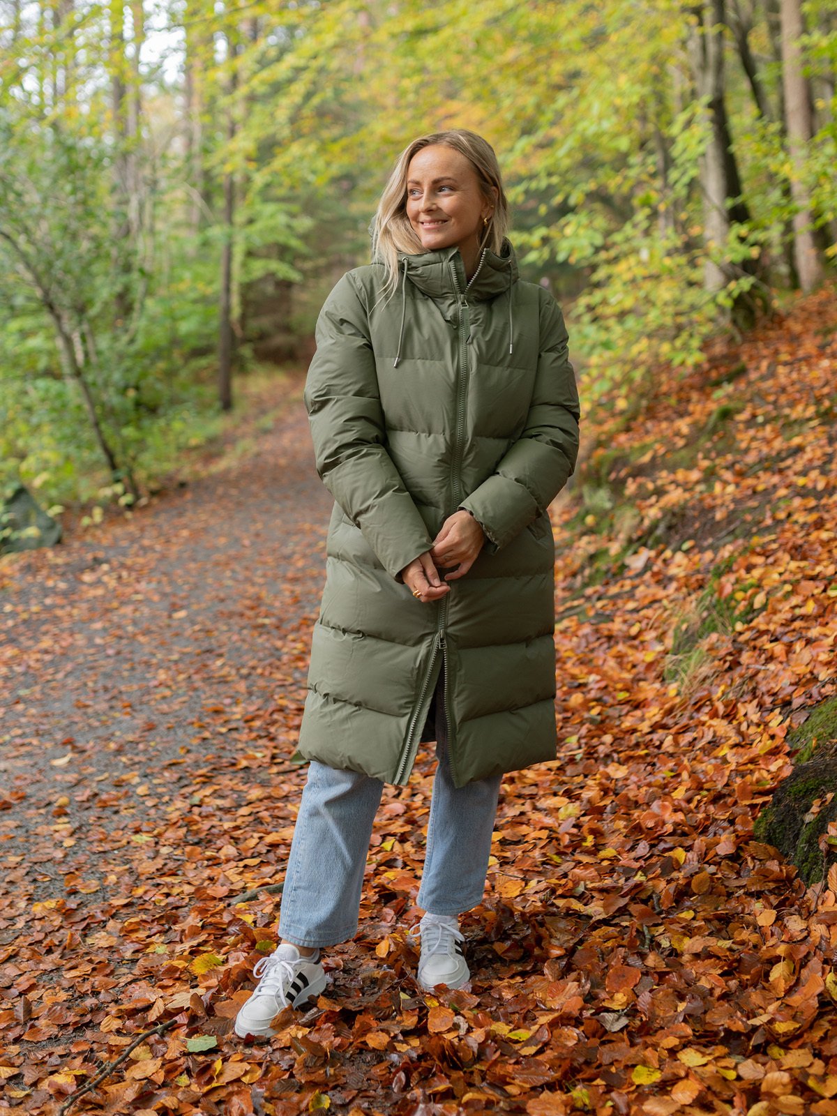 Rains Long Puffer Jacket Olive