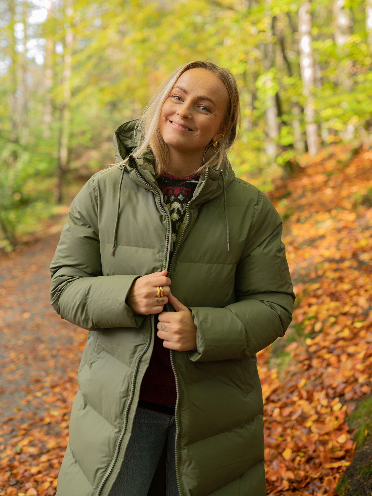 Rains Long Puffer Jacket Olive