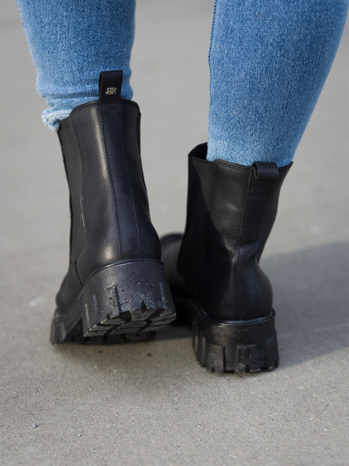 Roberto Rosso Leather Combat Chelsea Svart