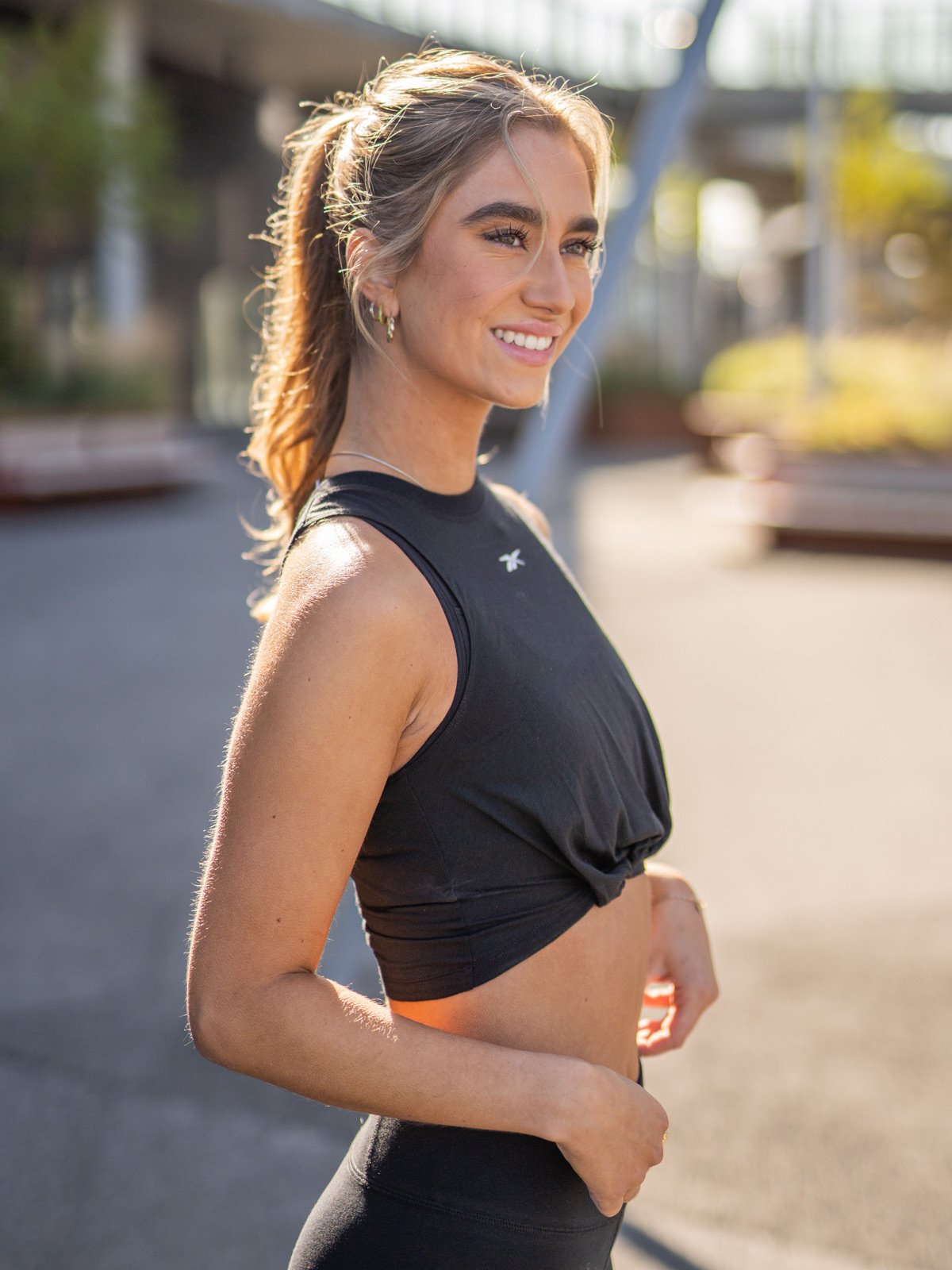 Reebok Gathered Solid Tank Black