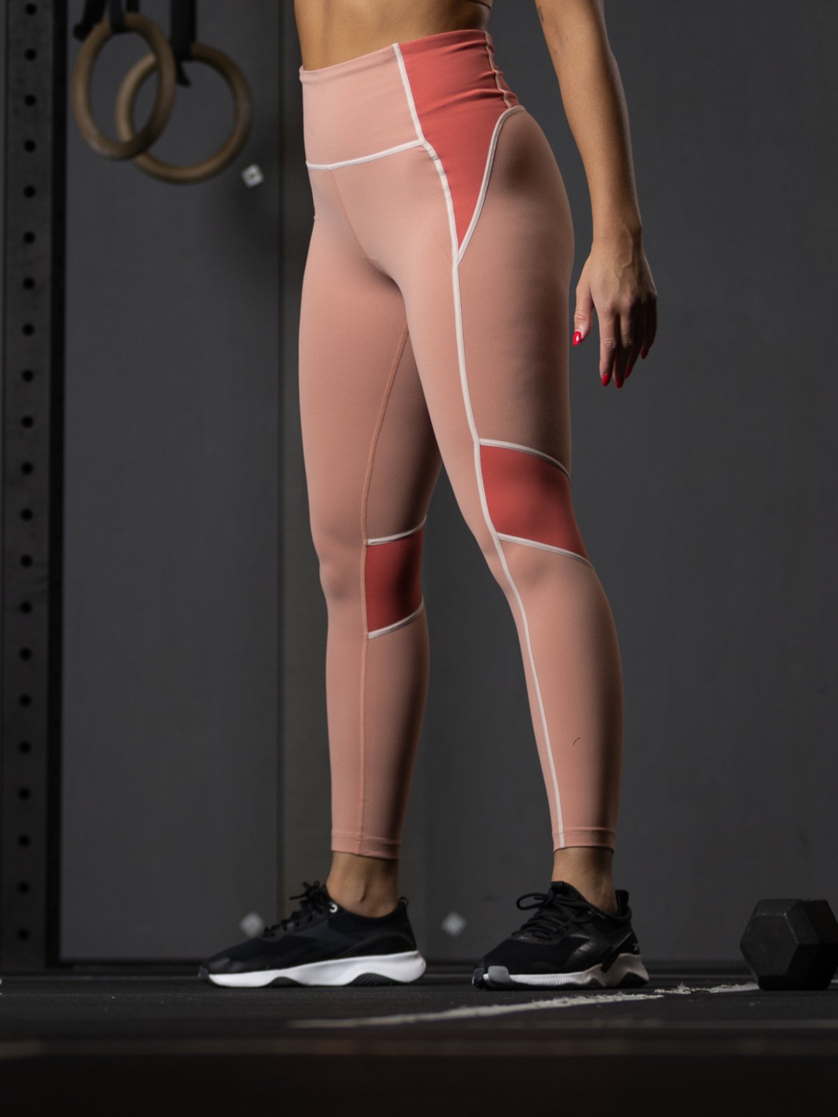 Reebok TS Lux High Rise Tight Colorblocked Canyon Coral