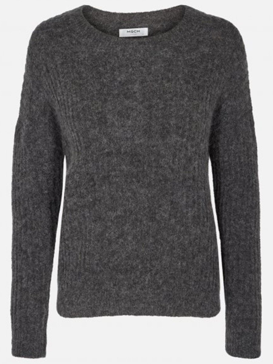 MSCH Copenhagen Femme Rib Mohair Pullover Dark Grey Melange