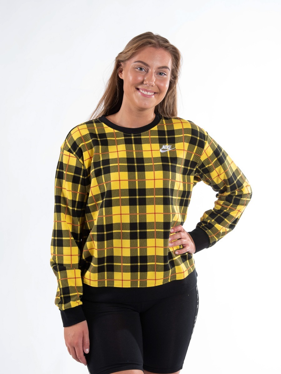 Nike Sportswear Crew Flc Plaid Chrome Yellow / Black