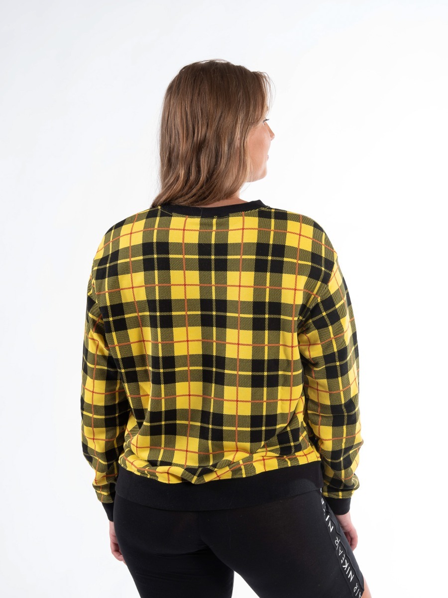 Nike Sportswear Crew Flc Plaid Chrome Yellow / Black