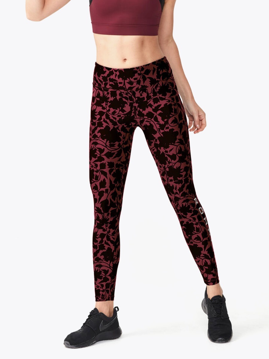 Röhnisch Flattering Printed Tights Burgundy Bloced Flower