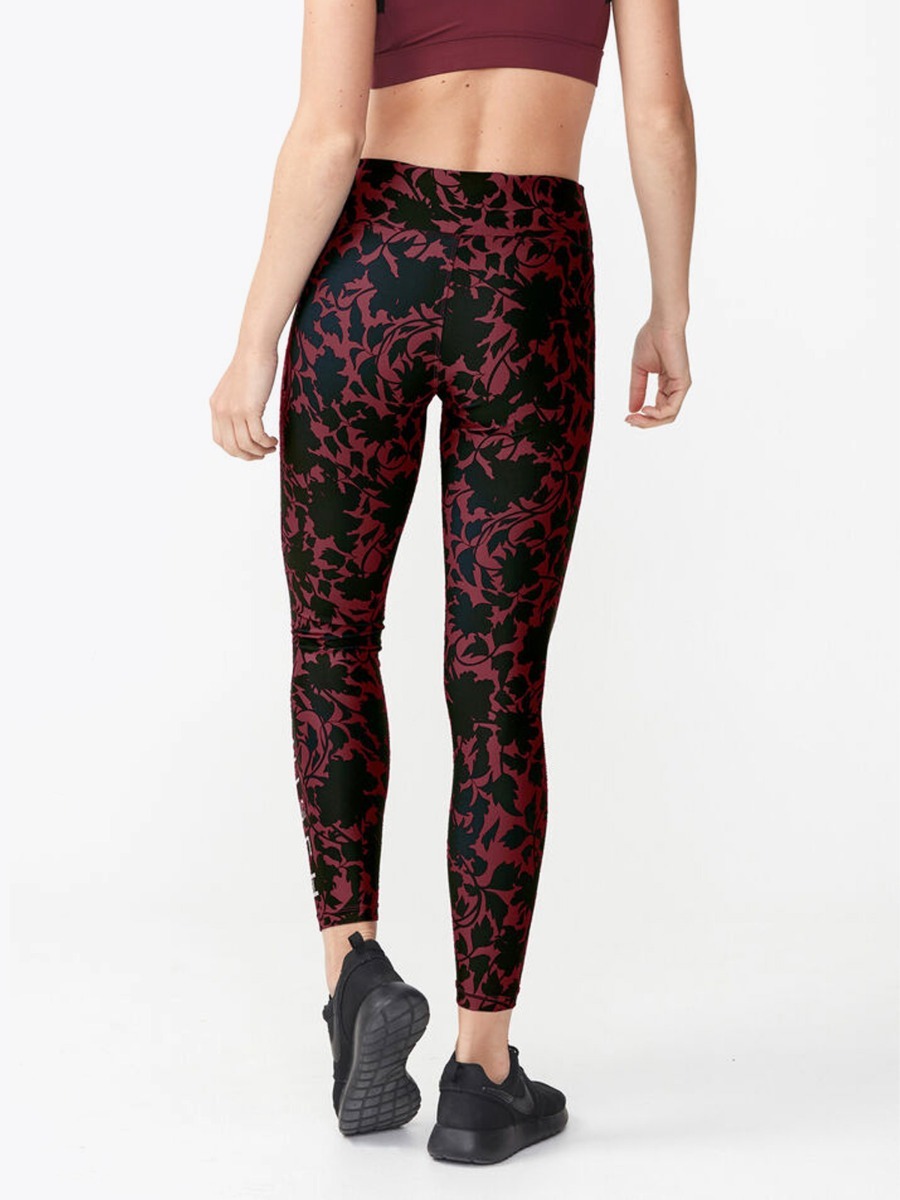 Röhnisch Flattering Printed Tights Burgundy Bloced Flower