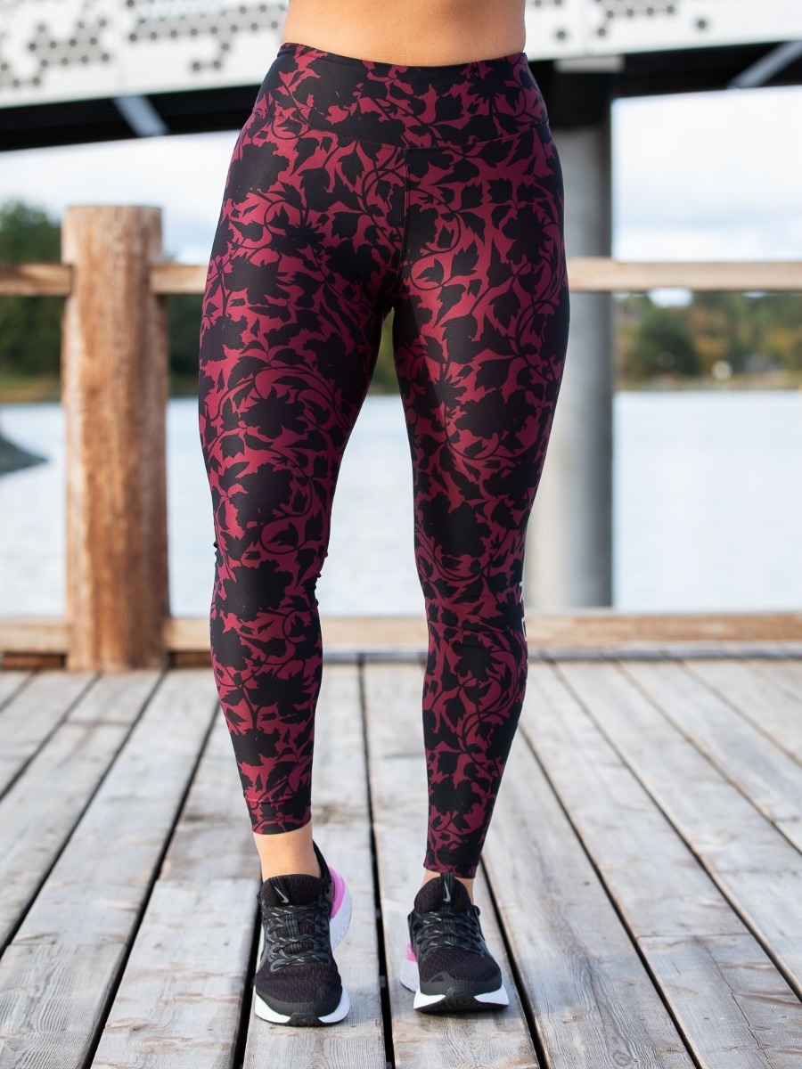 Röhnisch Flattering Printed Tights Burgundy Bloced Flower
