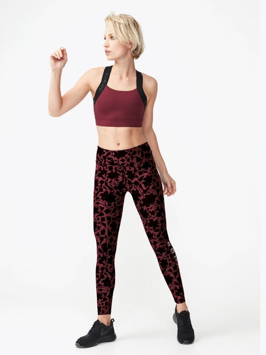 Röhnisch Flattering Printed Tights Burgundy Bloced Flower