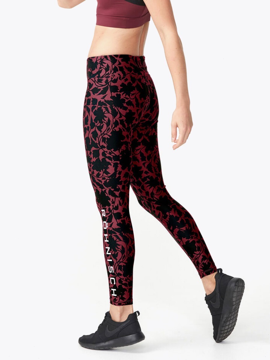 Röhnisch Flattering Printed Tights Burgundy Bloced Flower