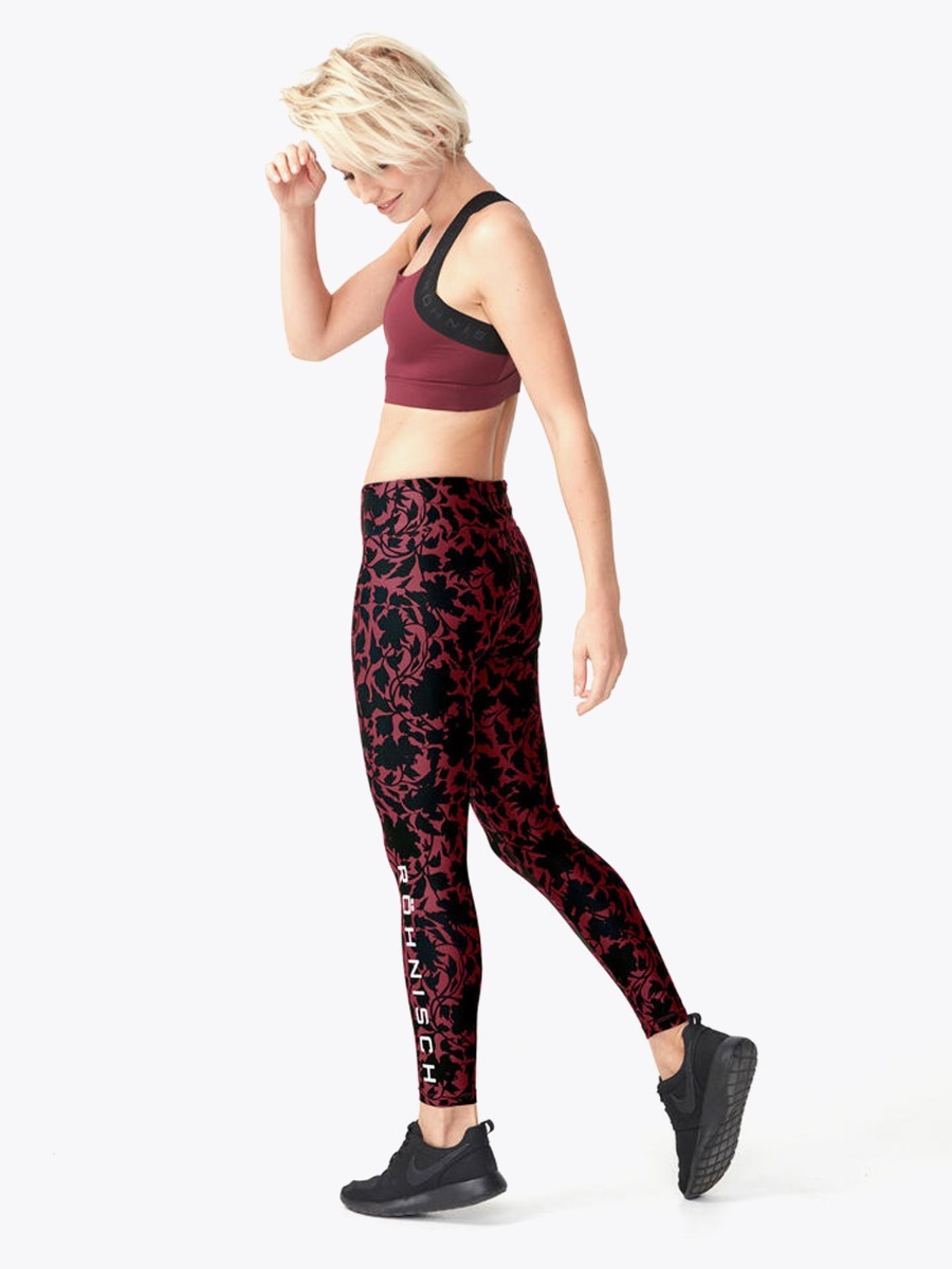 Röhnisch Flattering Printed Tights Burgundy Bloced Flower