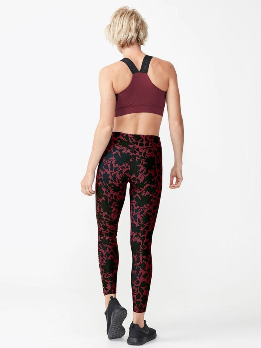 Röhnisch Flattering Printed Tights Burgundy Bloced Flower