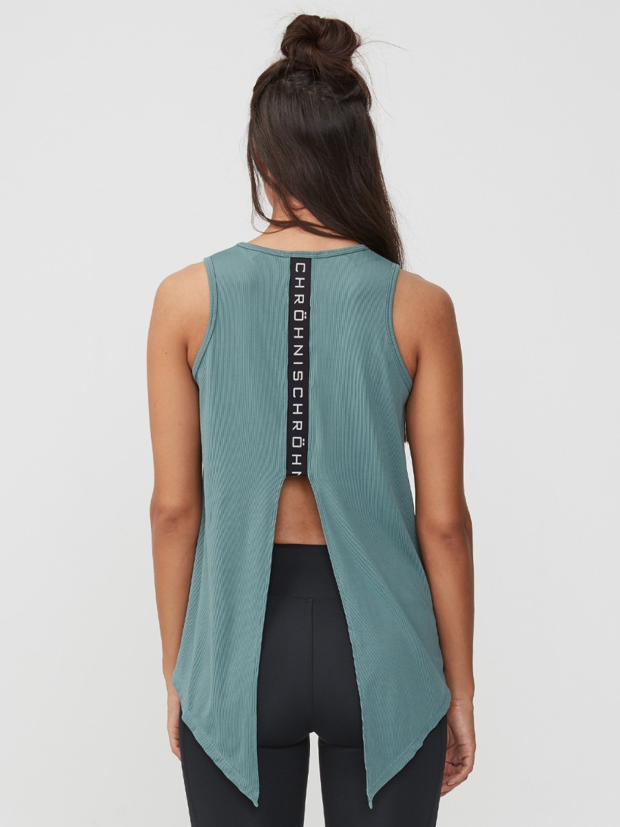 Röhnisch Logo Ribbed Singlet Sea Green