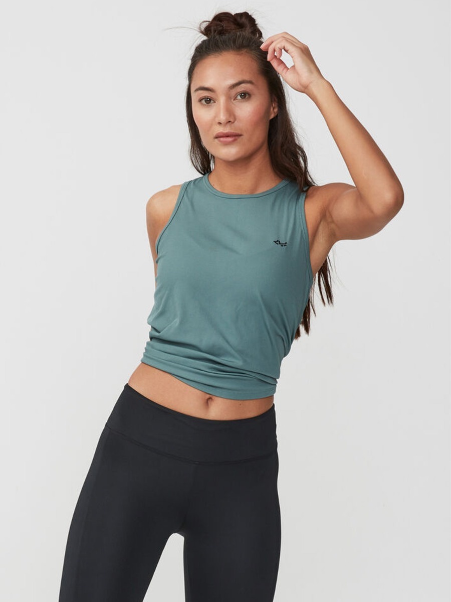 Röhnisch Logo Ribbed Singlet Sea Green