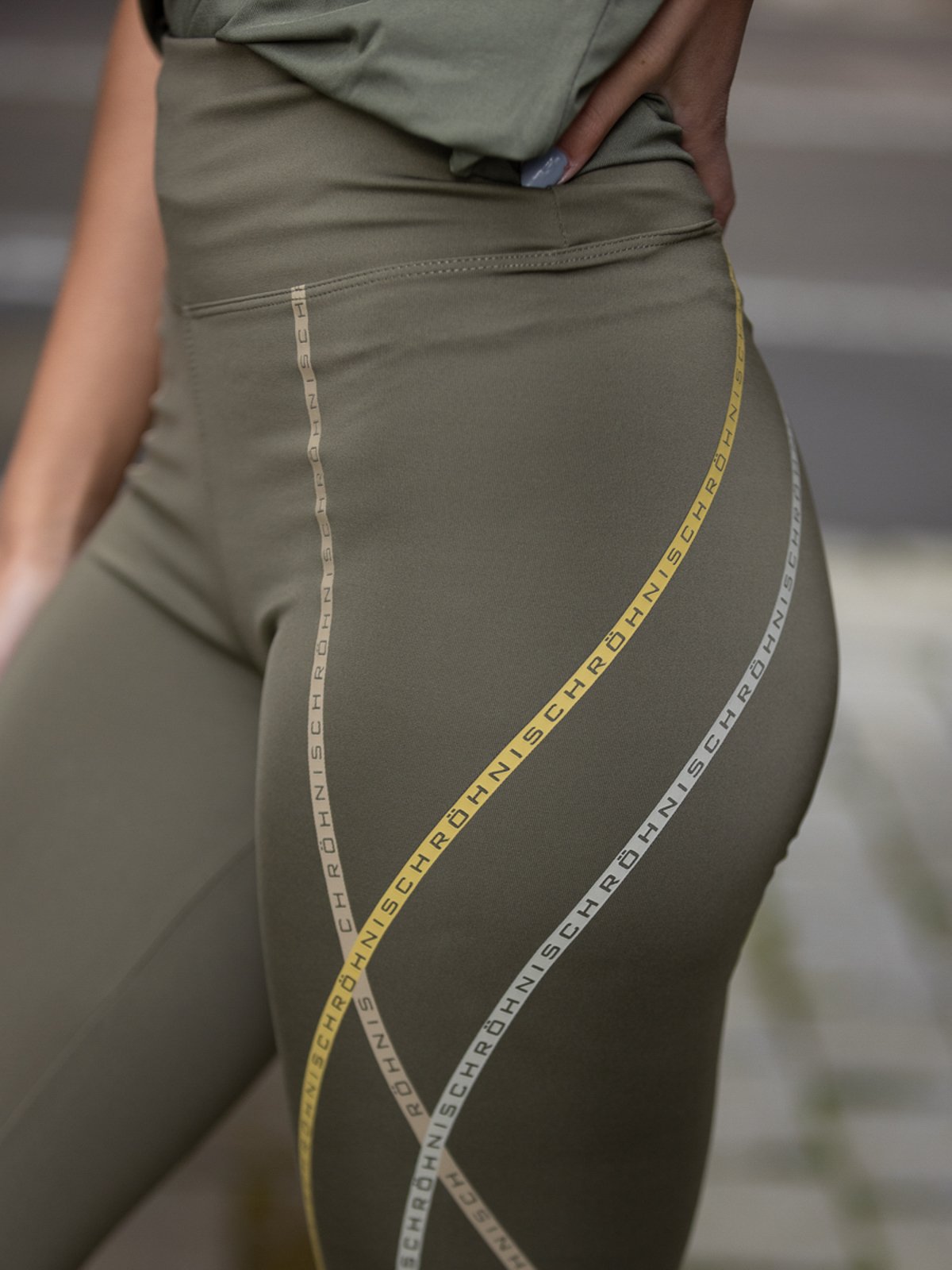 Röhnisch Uplift Stripe Tights Burnt Olive